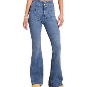 Free People We The Free Jayde Flare Jeans in Sunburst Wash Size 26 Boho Festival